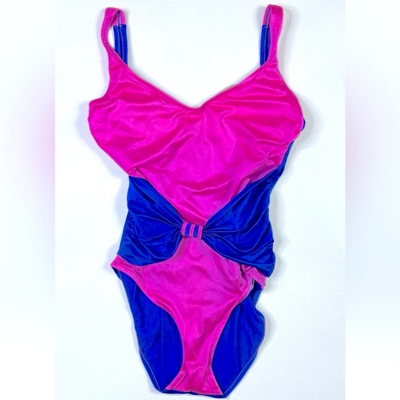 Vintage Rose Marie Reid One Piece Swimsuit Women’s 8 Retro Pink Blue USA Made - Picture 1 of 11